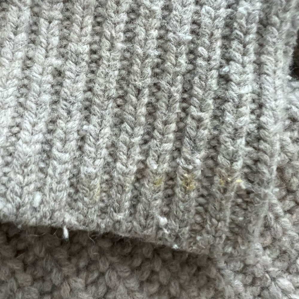 All Saints Ribbed Crewneck Oversized Knit Sweater Wool Small Tan Khaki Classic - Picture 9 of 9